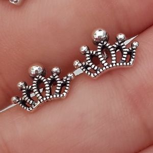 Crown Earrings Sterling Silver 925